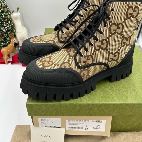 Men’s Gucci maxi logo GG combat boots size 9, made in Italy - Picture 4 of 8